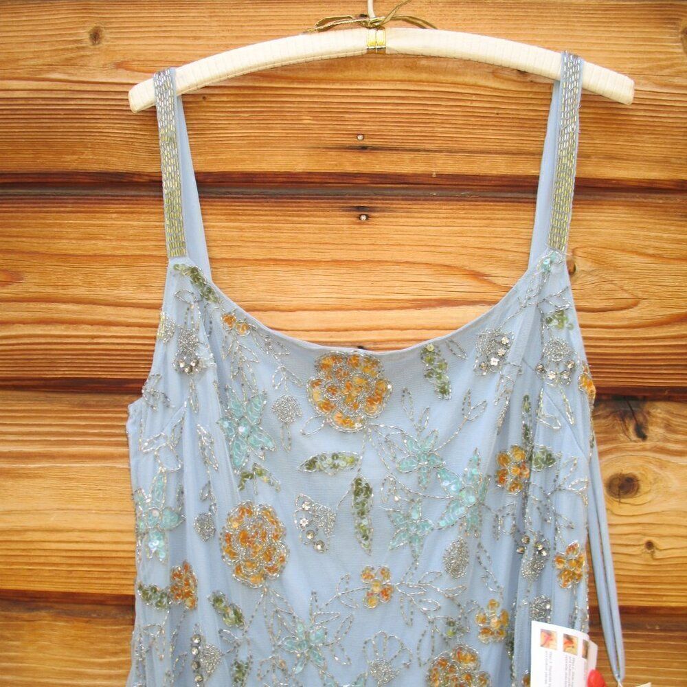Mac Duggal 10808 Womens Blue Hand Beaded Floral Gown Dress Blue - Picture 9 of 16